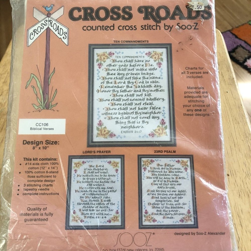 CROSS ROADS Counted Cross Stitch Kit Sampler Soo-Z CC106 Bible Verses NEW HTF